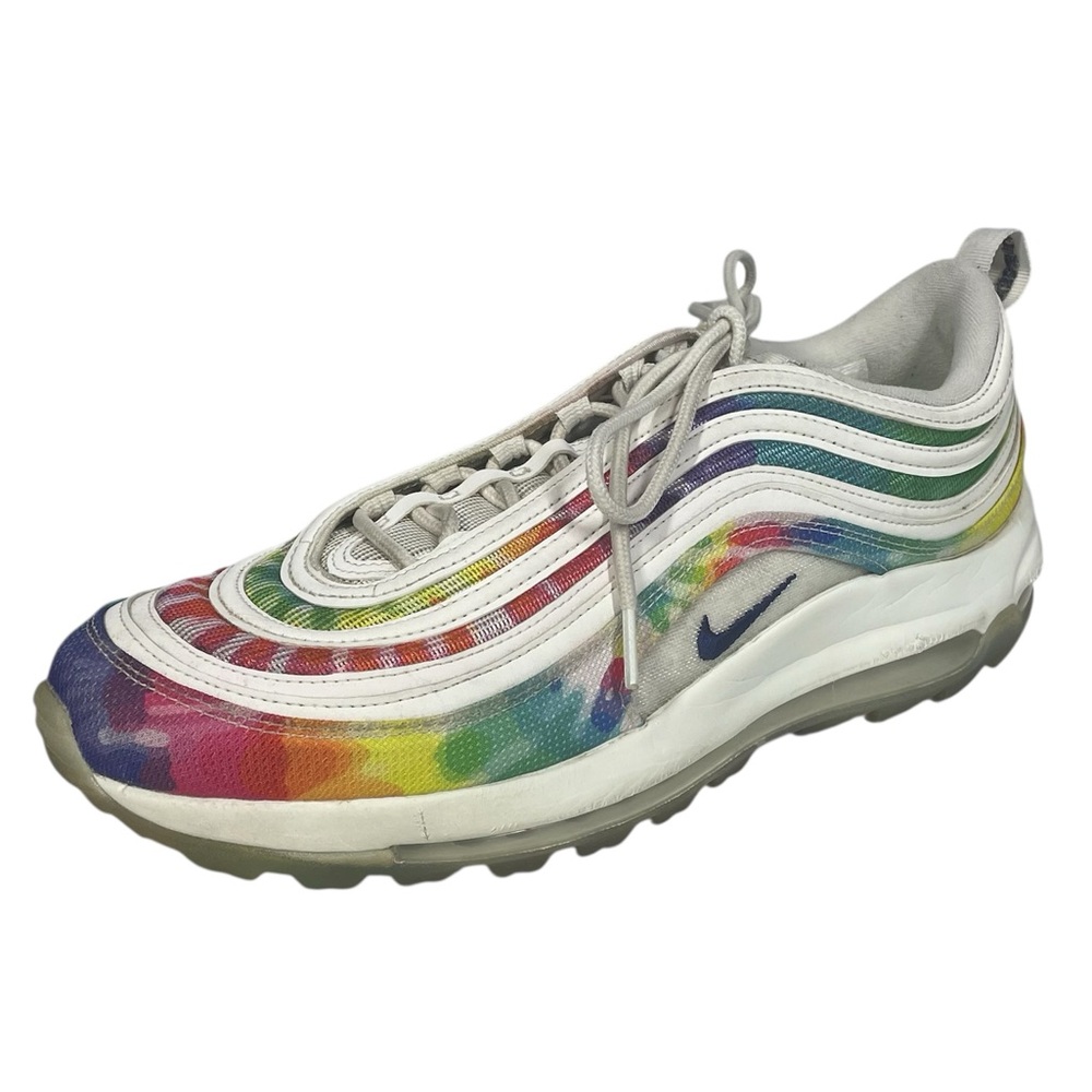 Nike Golf Air Max 97 Sneakers Tie Dye Peace Love Mens 10 CK1219 White Multicolor